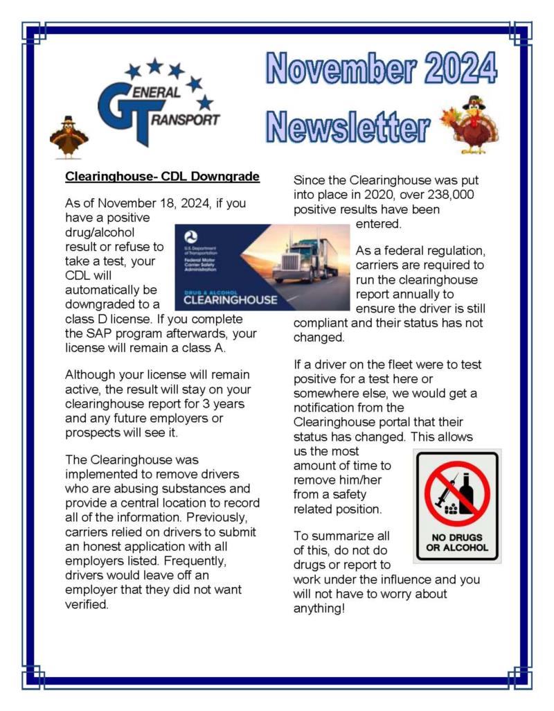 General Transport November 2024 Newsletter